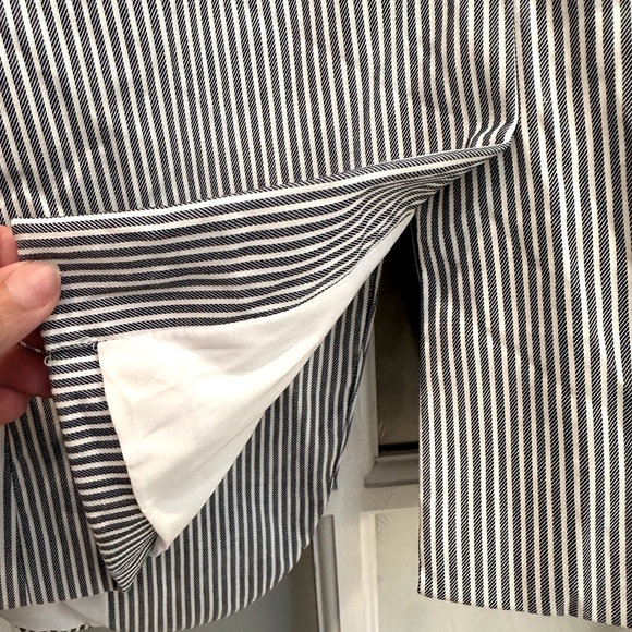 Lane Bryant Denim Blue and White Pinstripe Blazer Jacket Plus Size 16 Career - Picture 8 of 12